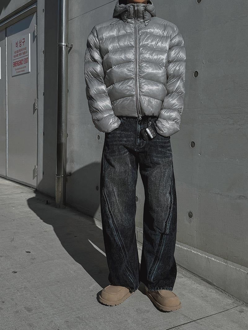 ASCLO（エジュクロ）の「[Premium] Floppy Curved Denim Pants (Blue)（Pants）」