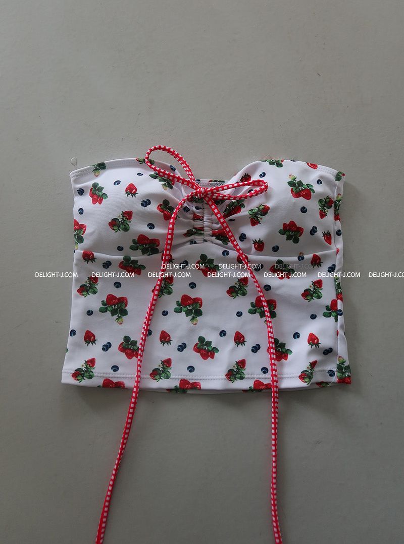a strawberry tube top bikini