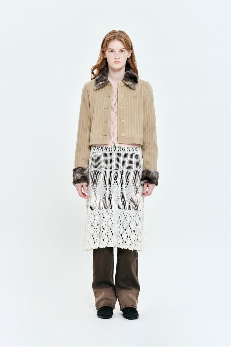 CHERRY TIE DYE FUR POINT JACKET [BEIGE]