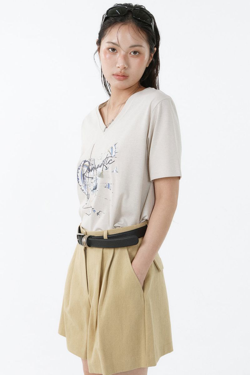 GALAXY V-NECK T-SHIRT_LIGHT BEIGE