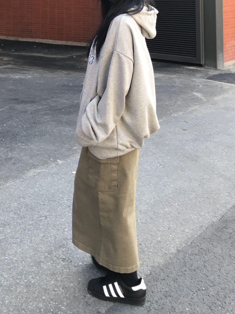Daily slit cargo bendable long skirt