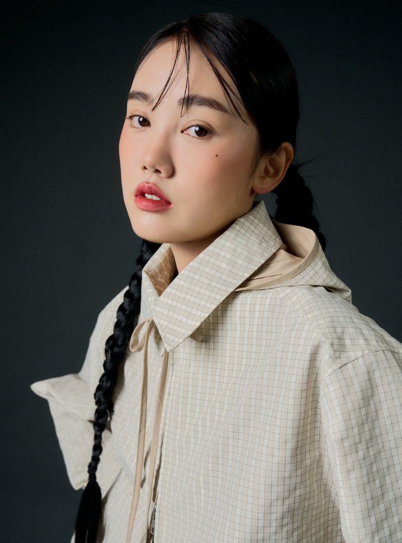 Checkboard jumper (beige)