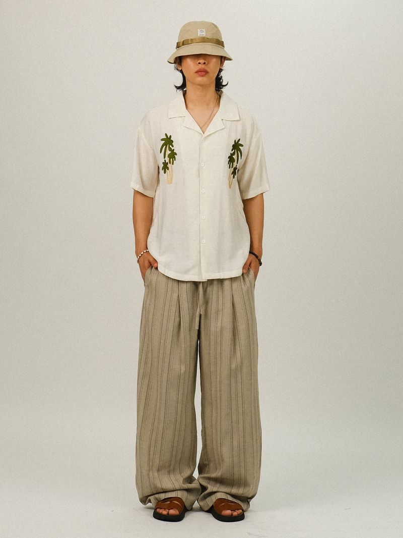 EO Stripe Wide Linen Pants