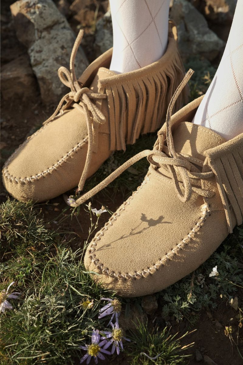 Suede fringe moccasins(1color)