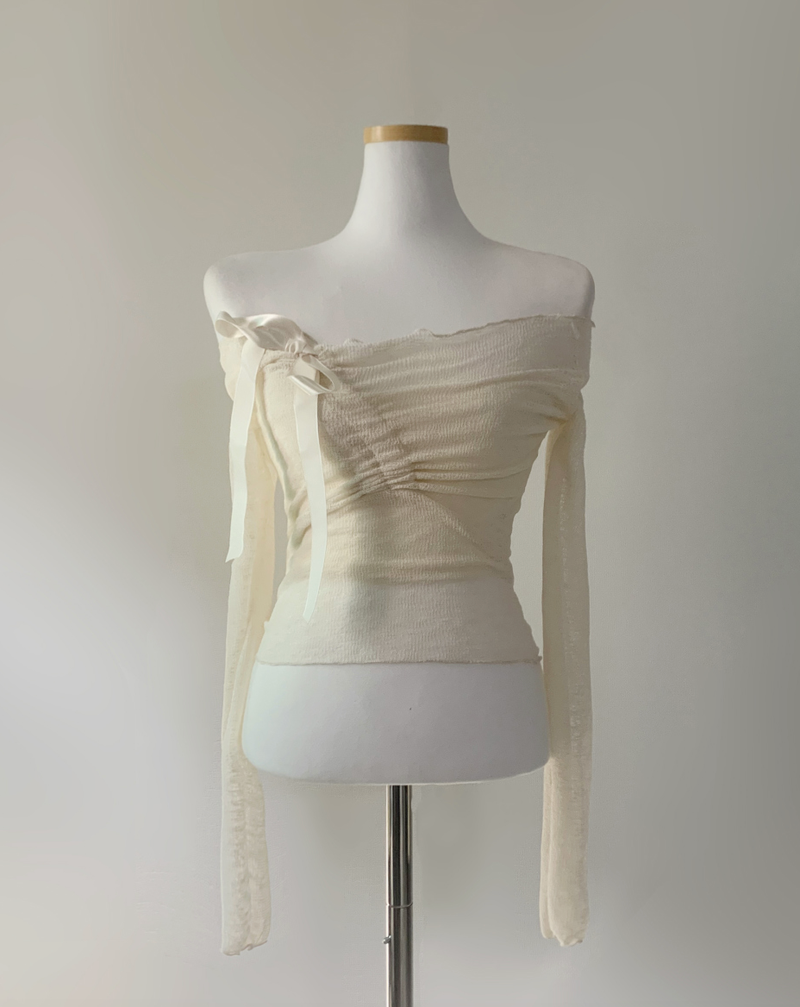 Selena Shirring Ribbon Top (3color)