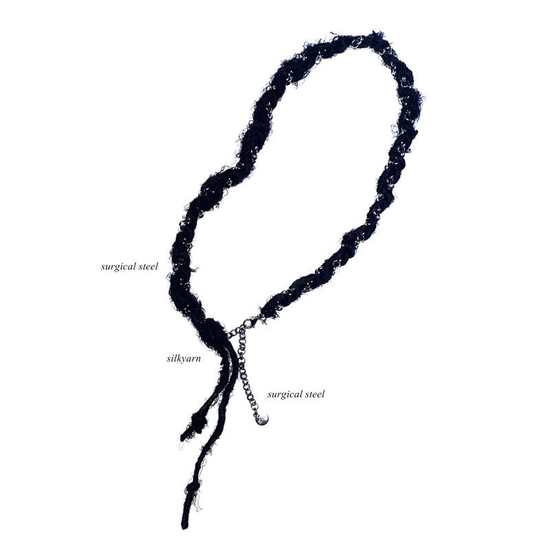 silkyarn chain necklace (black)