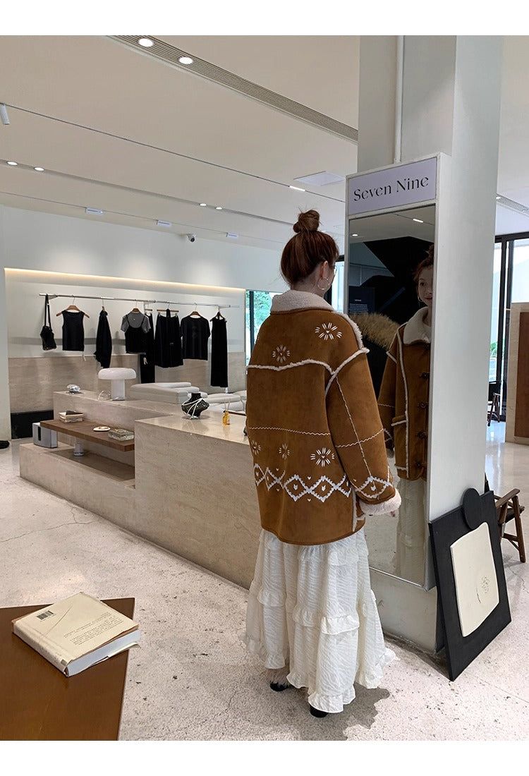 Camel suede oversized fit coat