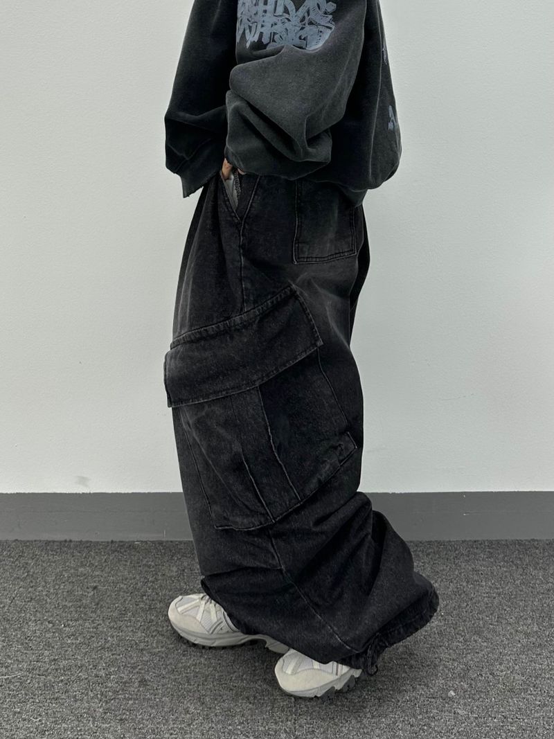 denim oblique cargo pants