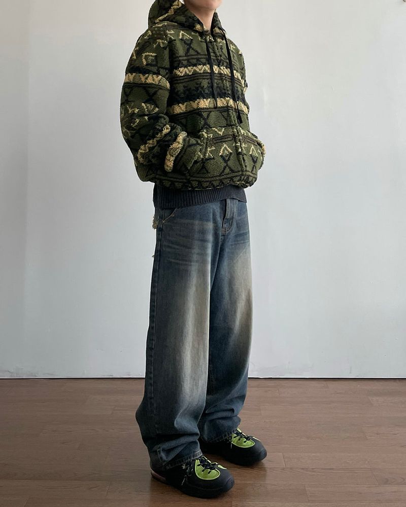 Jacquard Fleece Hooded Jumper