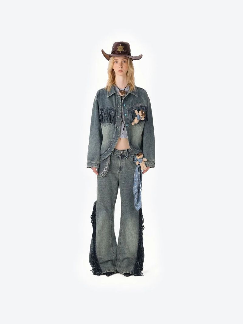 13DE MARZO Western Cowboy Denim Jacket