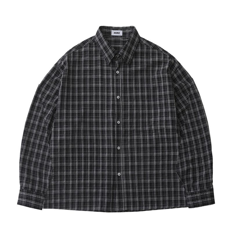 HUKE（フック）の「Vintage Washing Charcoal black check shirts（Tops）」