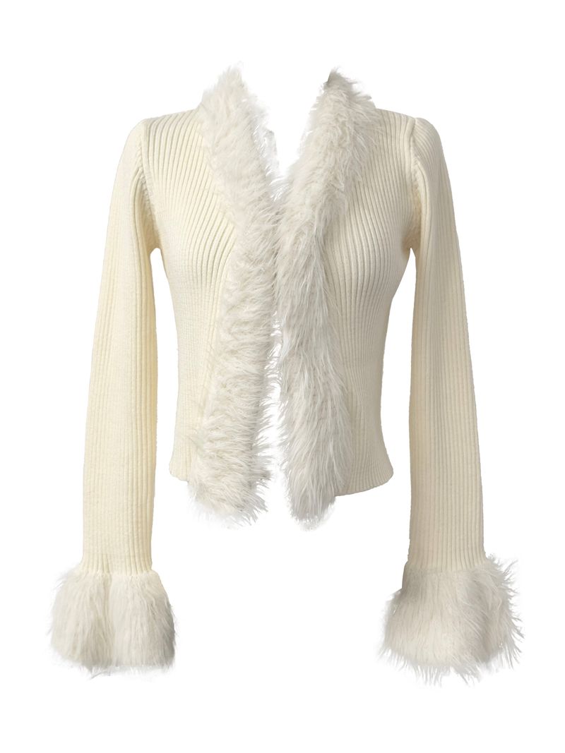 silm ribbed fur strap cardigan (2color)