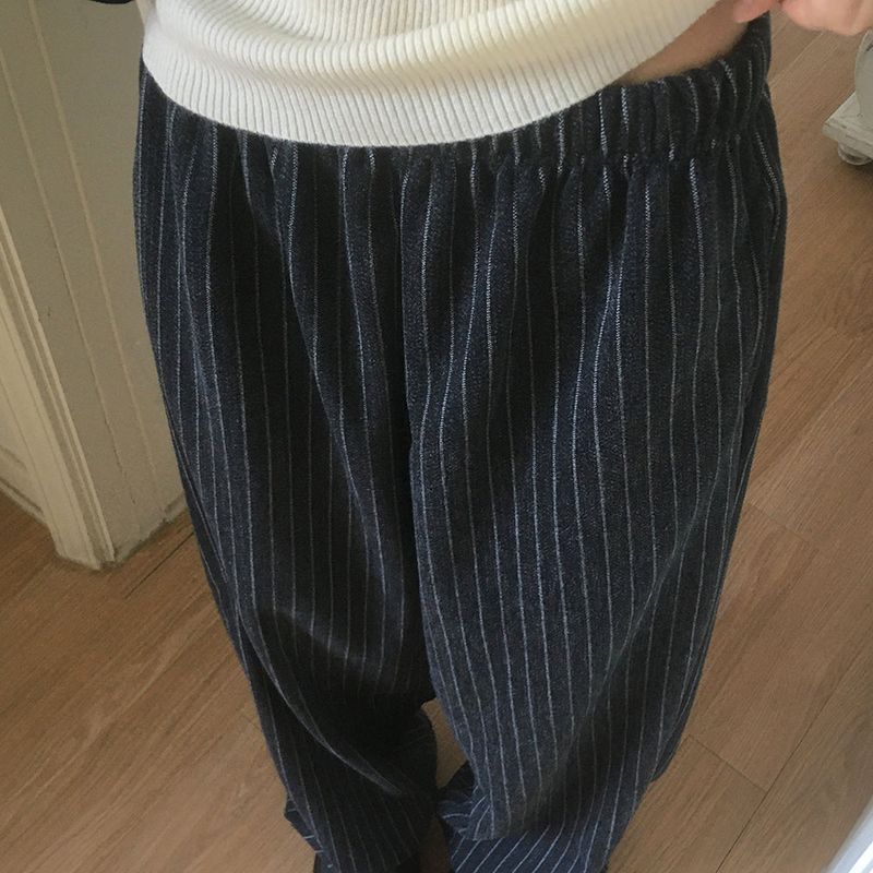 Mocken Stripe Wool Two-Way Wide Pants