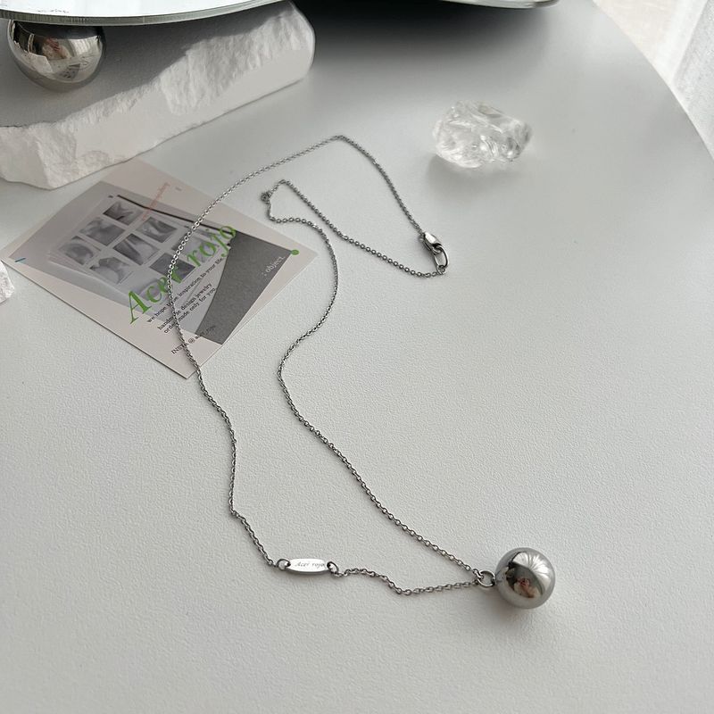 vvv Stainless Steel Bold Ball Long Coin Two Way Coin Titanium Necklace