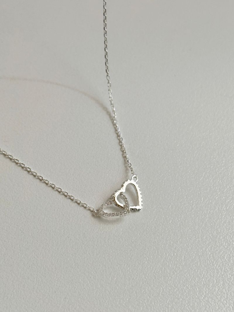 [silver 925] double heart necklace