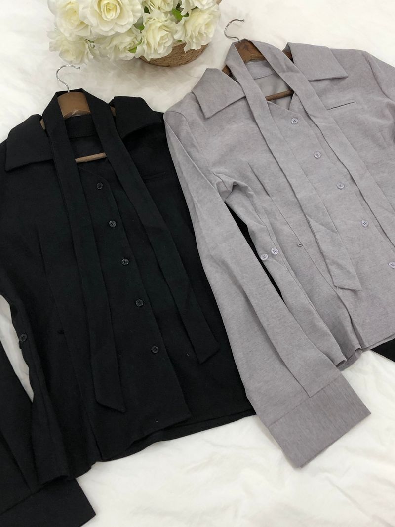 Dual Tie Pintuck Line Shirt