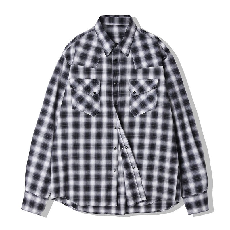 03s plaid western shirt black