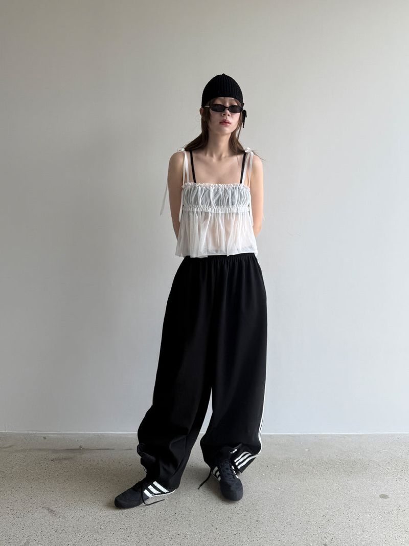 pintuck track pants