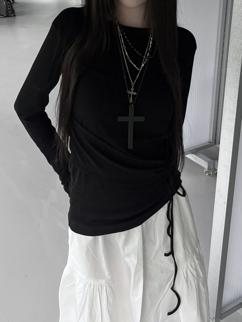 slim wrap shirring strap T (2color)