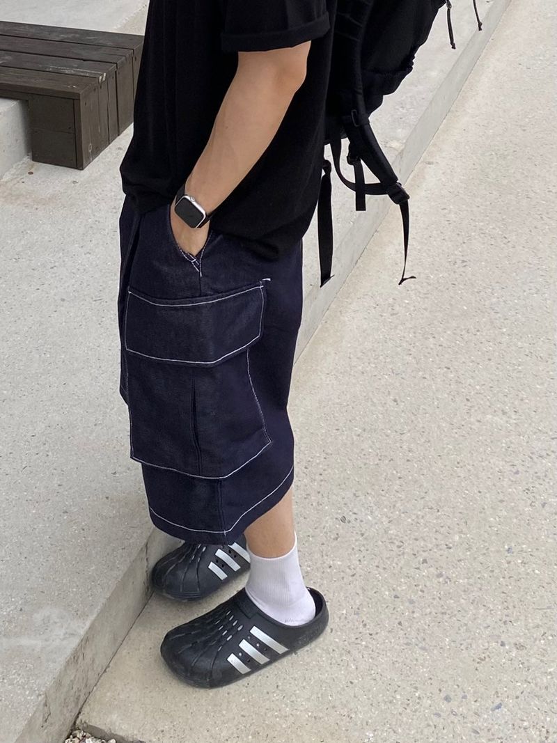 Stitch Bermuda Cargo Denim