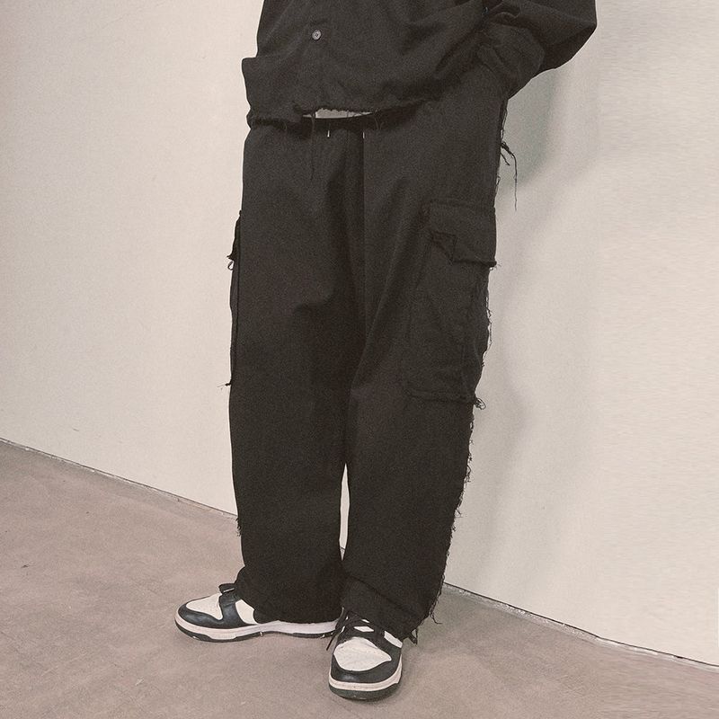 grunge wide cargo pants_black