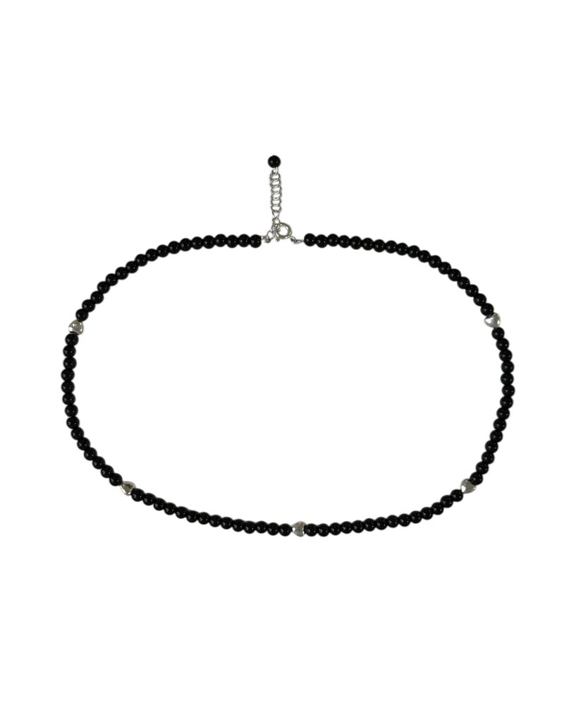 Noir heart choker necklace (silver)