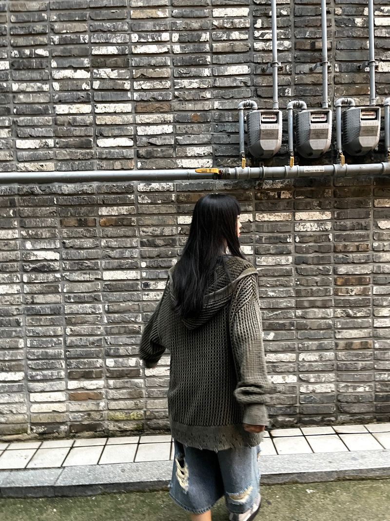 Dyeing Damage Mesh Hooded Zip-Up