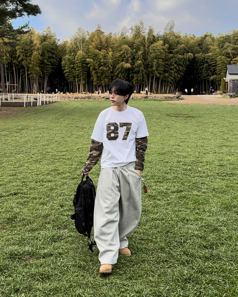 UA カモパッチワイドスウェットパンツ