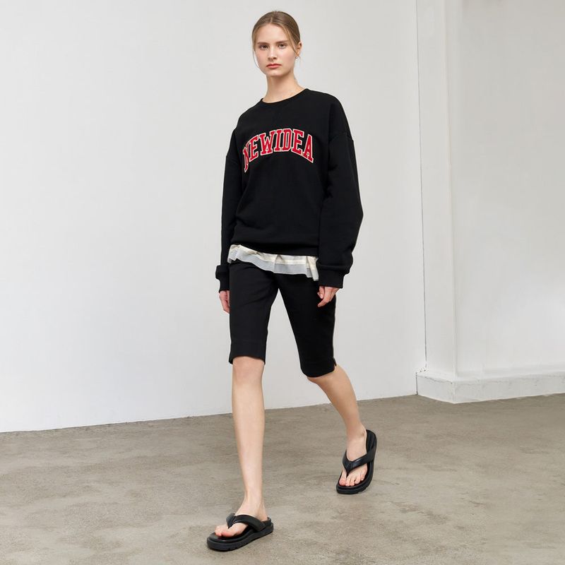 GENERAL IDEA（ジェネラルアイディア）の「 UNISEX NEWIDEA Applique Embroidery Oversized Sweatshirt [BLACK]（Tops）」