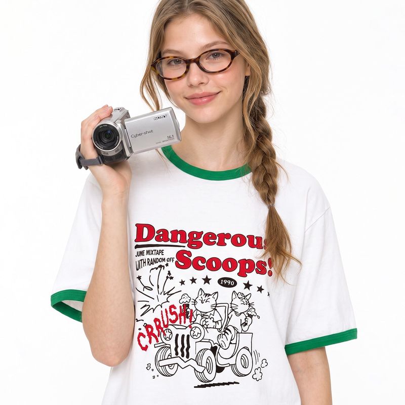 RANDOMOFF（ランダムオフ）の「DANGEROUS SCOOP RINGER T-SHIRT (3color)（Tops）」
