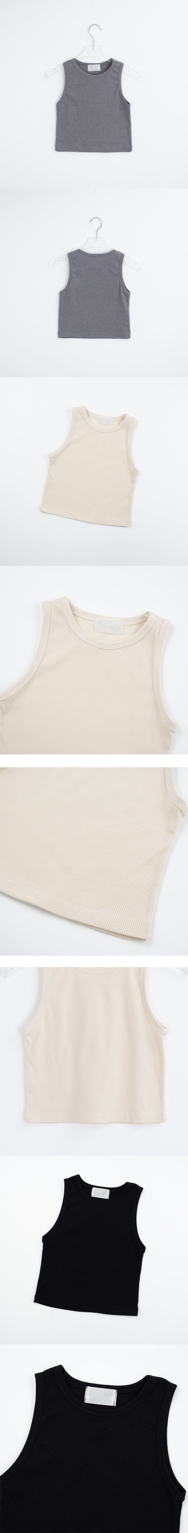 [S/S] Crop round neck sleeveless(5color)