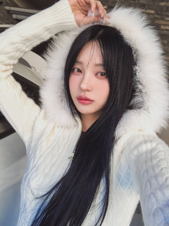 Rinco Cable Knit Fur Hood Zip-Up
