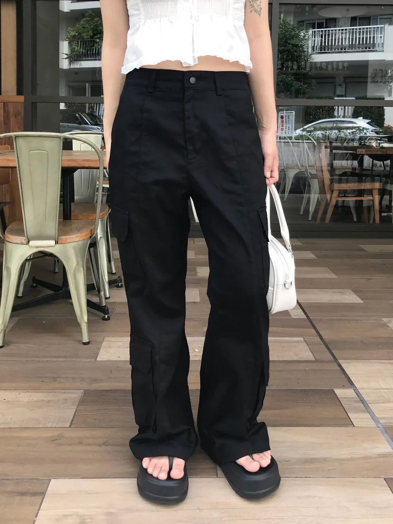 Mabel Utility Cargo Semi Wide Long Bootcut Pants 