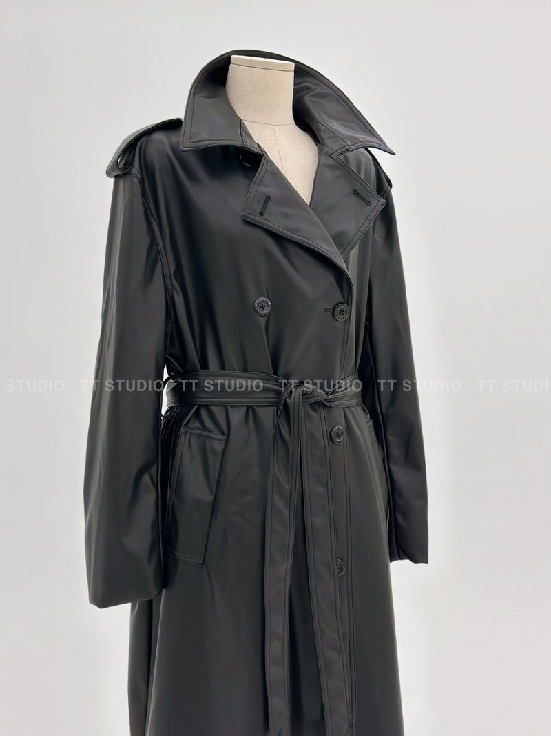 Double leather long coat
