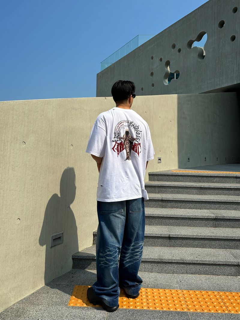 GOATED BLESS CUTTING OVERSIZE T-SHIRT(WHITE)