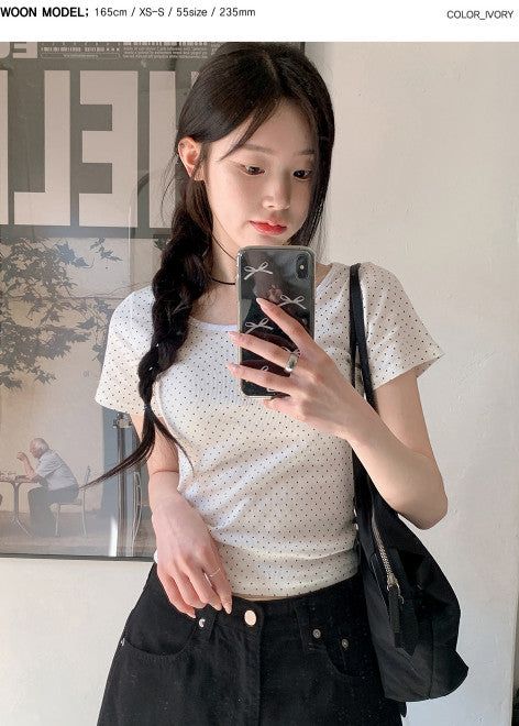BY Dot Slim Crop Short Sleeve T-shirt (3color)