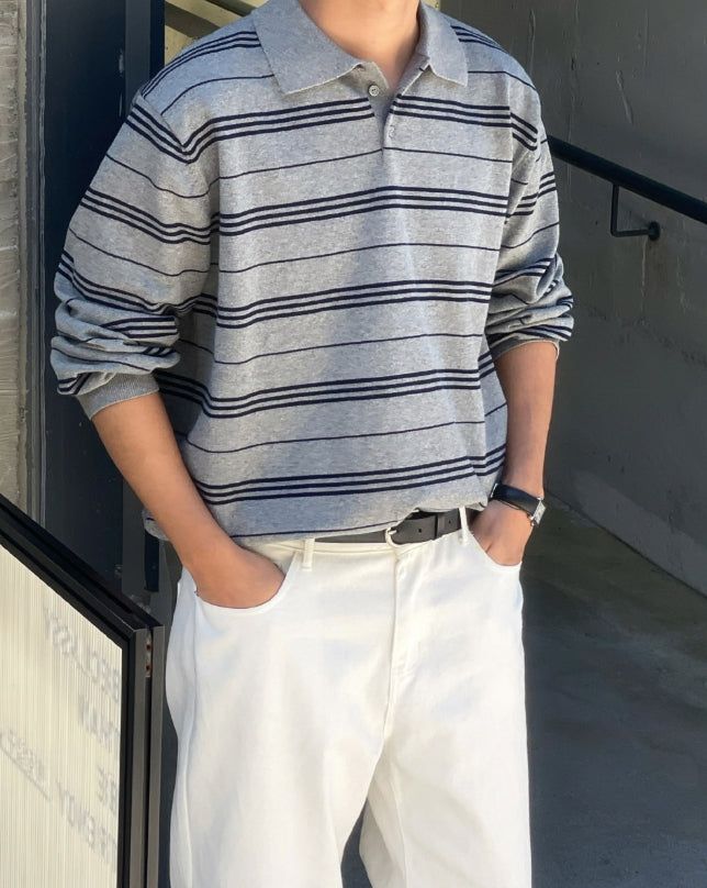 modernif（モダニフ）の「Beres Stripe Collar Knit（Tops）」