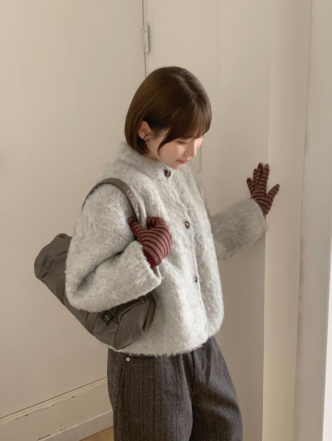 Pundero Wool Stripe Knit Gloves