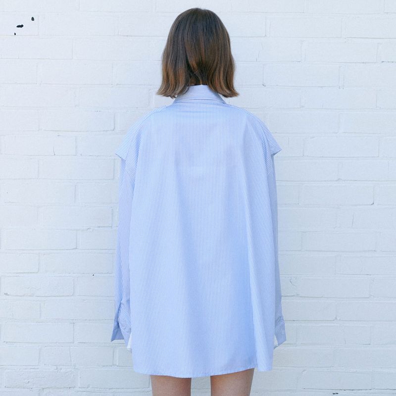  STRIPE SHAWL SHIRT / SKY BLUE
