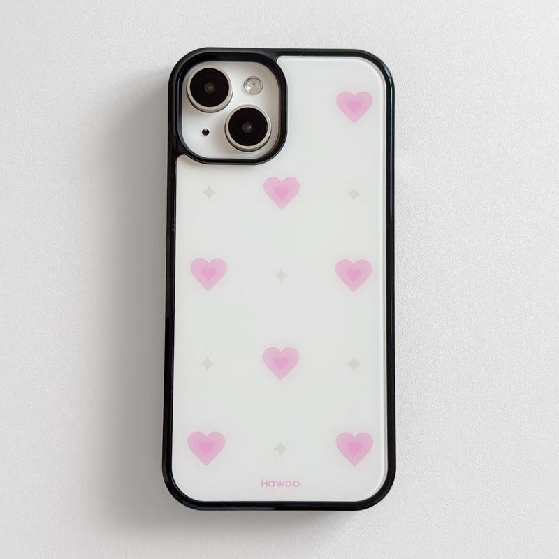 twinkle heart glossy glass bumper case (pink)