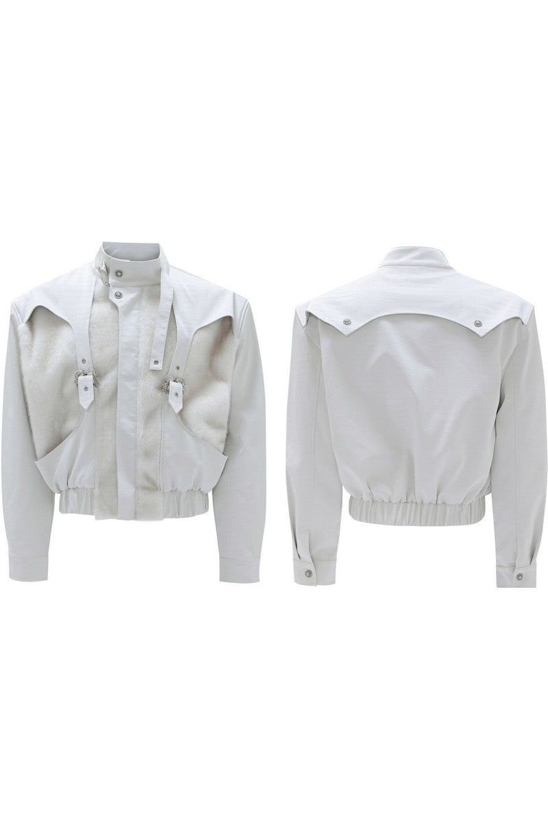Crocodile Fleece Biker Jacket