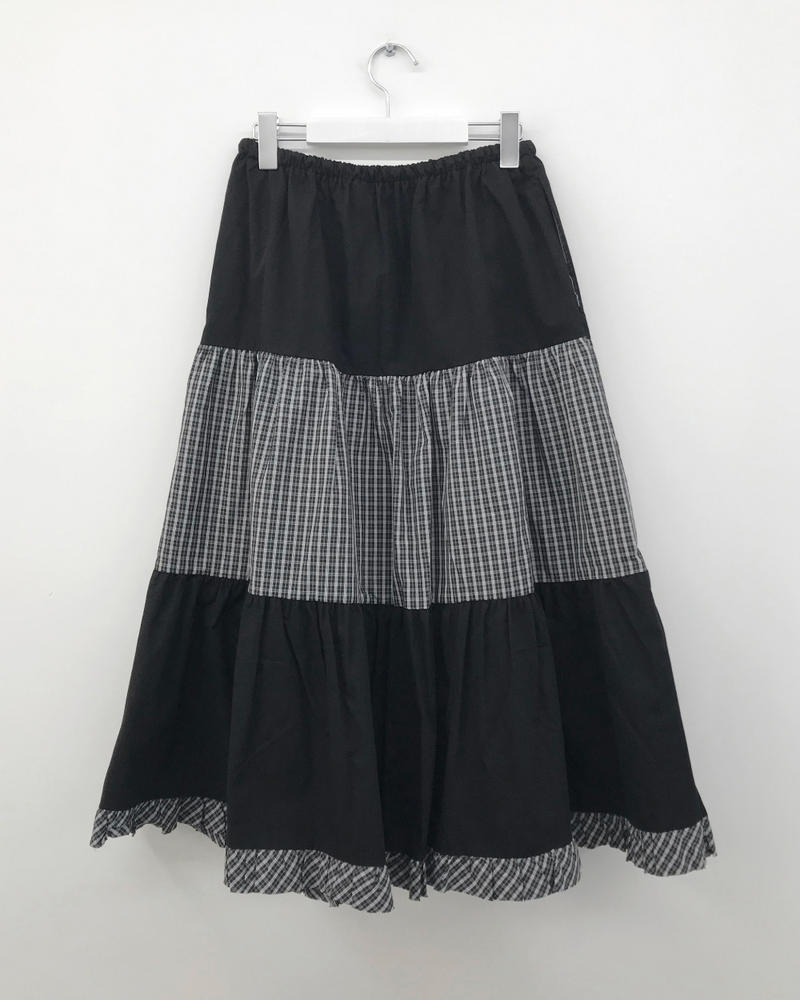 Caro Patchwork Long Skirt (2color)