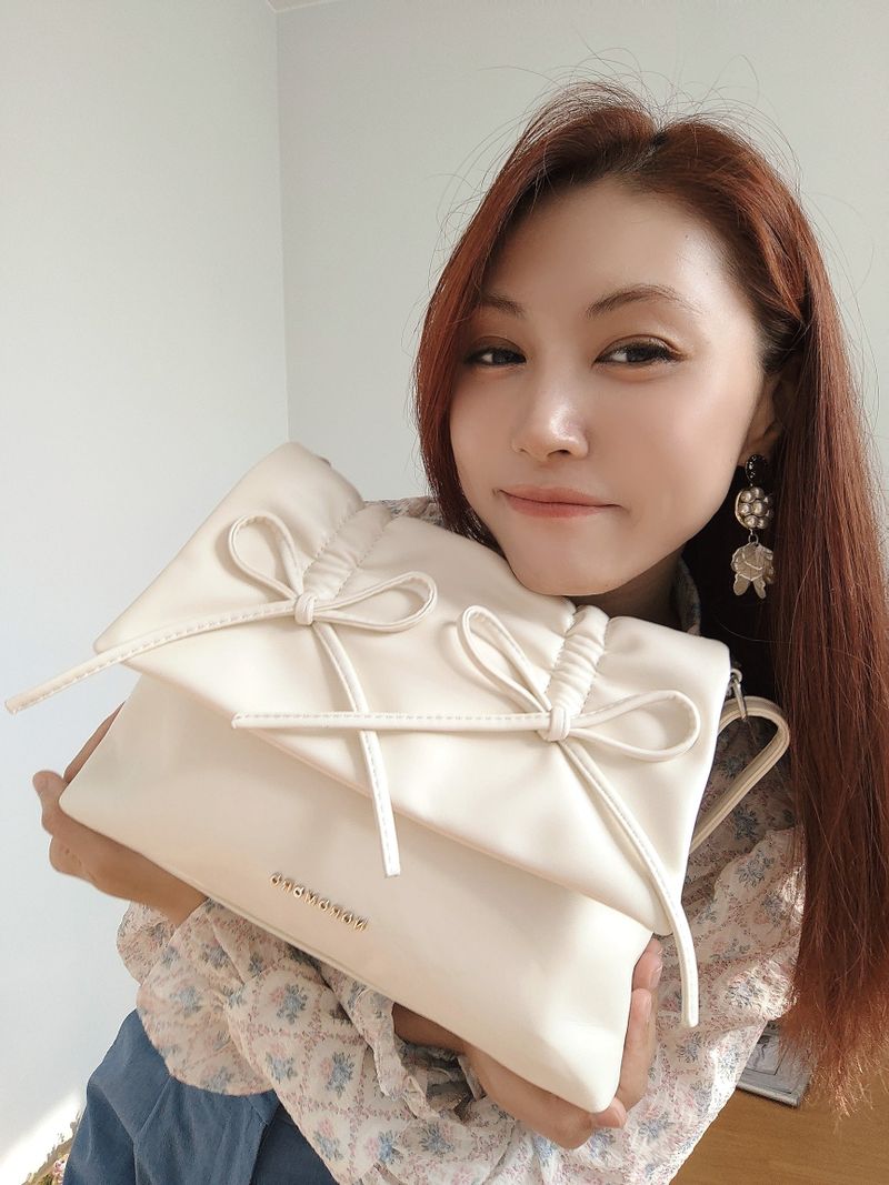 Balletcore look ribbon detail square leather shoulder bag