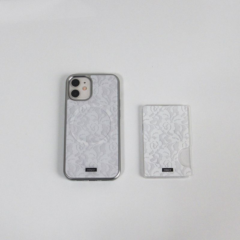 [MADE] rosy lace silver glass bumper case (magsafe/matt glass)