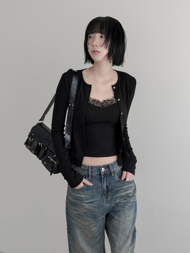 mnem（ムネム）の「Roble Lace Cardigan Set（Tops）」
