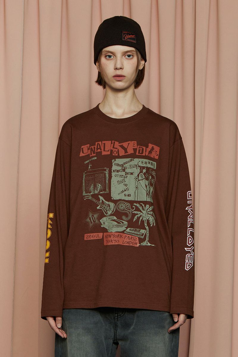 UNALLOYED（アナロイド）の「BAND LSV T SHIRT / BROWN（Tops）」
