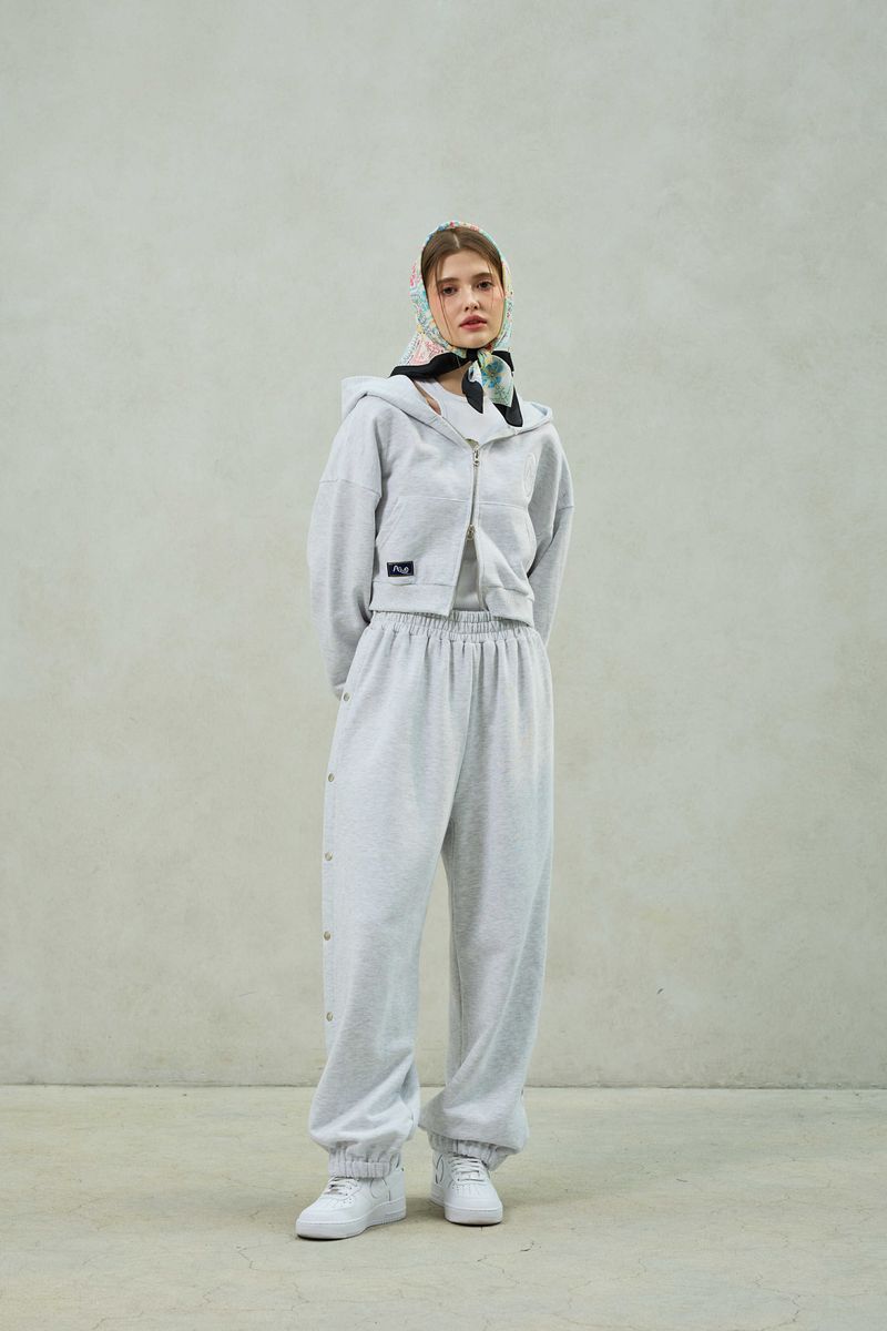 PITA SNAP OFF SWEAT PANTS / WHITE-MELANGE