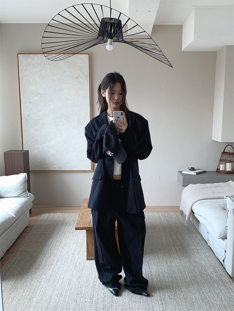 PAPERMOON PIN STRIPE PLEATE TROUSER