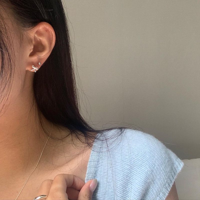 (silver925) Lovely ribbon piercing type1 *silver