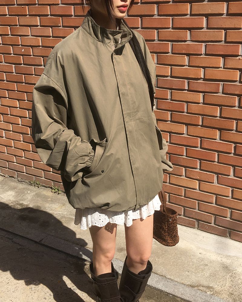 Pano Oversized Fit Cotton Short Bomber Jacket